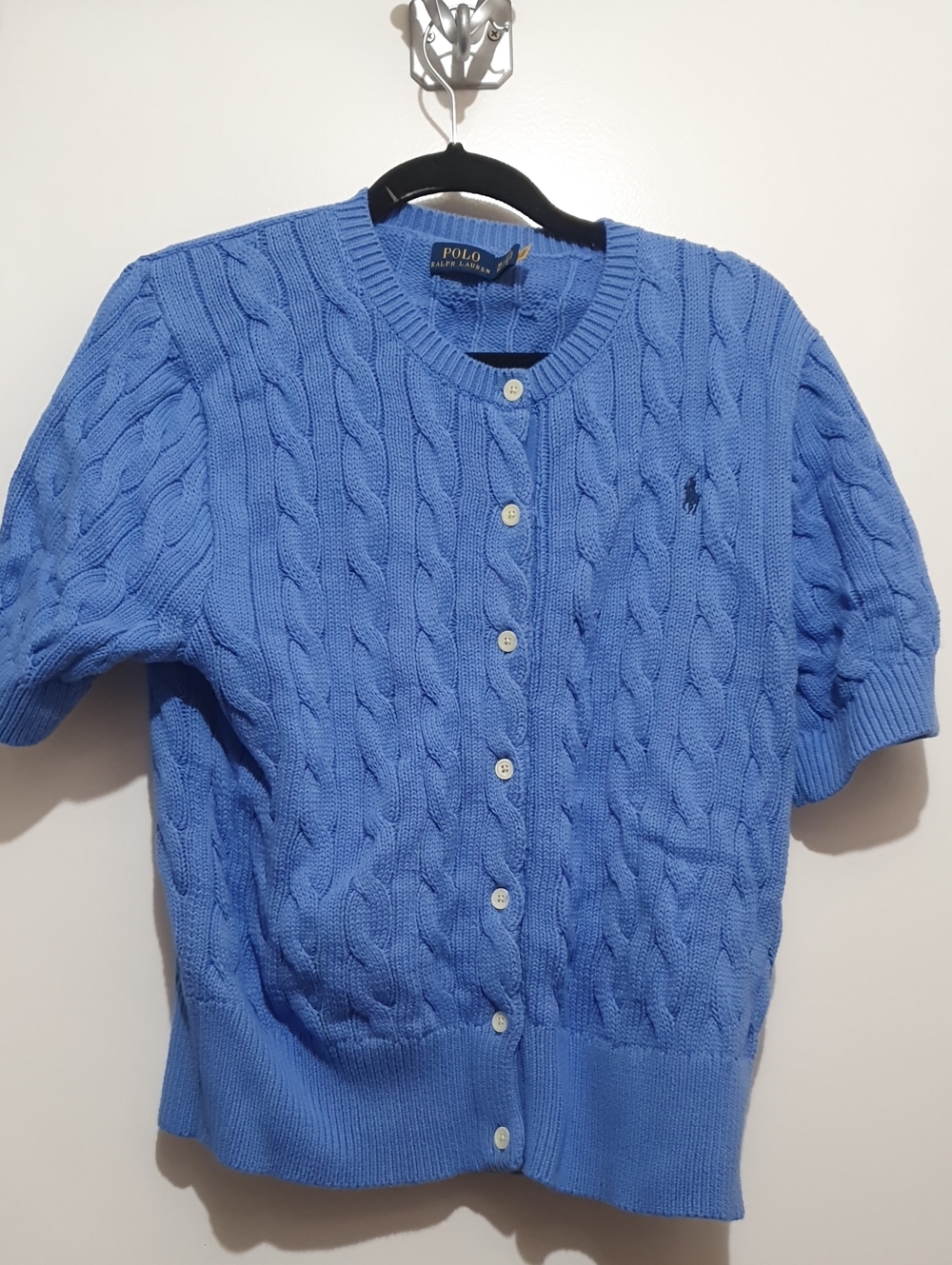 Polo by Ralph Lauren Blue Cable-Knit Short Sleeve Cardigan